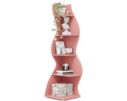 Tribesigns Boekenkast - Hoekplank met 5 planken - 50 x 48 x 179 cm - Modern Stroomlijn Het Ontwerp - Roze