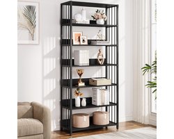 Tribesigns Boekenplank - 6-Tier Etagere Boekenkast - 80 x 30 x 190CM - Industriële Hoge Boekenplanken Display Plank - voor Woonkamer Slaapkamer - Zwart
