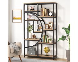 Tribesigns - Boekenrek - Boekenkast Industrieel - 5 Lagen - Hout/Metaal - Geel/Zwart - 95 x 30 x 176cm