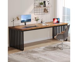 Tribesigns Bureau - Computerbureau - Computer tafel - Bureautafel - Desk - 180 x 60 x 76 cm - Metalen Frame - Hout Look - Bruin