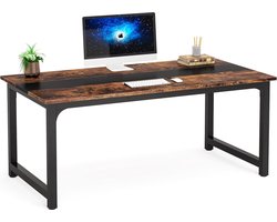 TRIBESIGNS Bureau - Computerbureau - Computer Tafel - Bureautafel Vintage Bruinzwart - 160 x 80 x 75cm
