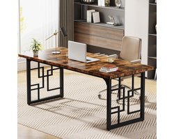 TRIBESIGNS Bureau - Computerbureau - Computer Tafel - Bureautafel Vintage Bruinzwart - 160 x 80 x 75cm