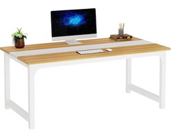 Tribesigns Bureau - Computerbureau - Computer Tafel - Bureautafel Vintage - Licht Walnoot/Wit - 160 x 80 x 75 cm