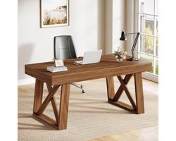 Tribesigns Bureau - Computerbureau - Computerbureau met lade - Thuiskantoor Bureau Houten Tafel voor Kantoor & Gaming, Zakelijke Werktafel - 140 x 70 x 65 cm - Bruin