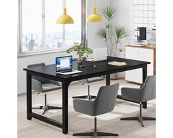 Tribesigns Bureau - Computerbureau - Kantoorbureau met stevig metalen frame - Bureautafel voor Thuiskantoor - 160 x 80 x 75 cm - Zwart(zonder stoel)