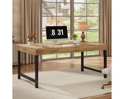 Tribesigns Bureau - Computerbureau met Stevige Metalen Poten - Industrieel Directiebureau - Bureautafel voor Kantoor, Studeerkamer, Woonkamer - 140×70×75 cm - Rustiek bruin
