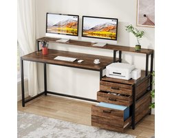 TRIBESIGNS Bureau - Computertafel - Bureaus met ladekast - Industrieel - Vintage - 160x50x90 cm - Zwart/Bruin