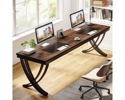 Tribesigns Bureau - Dubbel Lang Bureau - Computerbureau - Computer Tafel - Bureautafel Bruin/Zwart - 200 x 70 x 75 cm