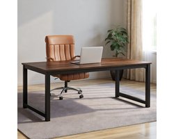 Tribesigns Bureau - Dubbel Lang Bureau - Computerbureau - Computertafel - Bureautafel voor Thuiskantoor - 180 x 90 x 77 cm - Rustiek Bruin