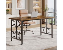 Tribesigns Computerbureau - Bureau industrieel - met stevige metalen poten - Computerbureau voor Studeerkamer, Schrijftafel, Werkplek - 139 x 70 x 75 cm - bruin