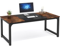 TRIBESIGNS - Computertafel - Bureau - Met Dikker Frame - Industrieel - Vintage - Bruin/Zwart - 160 x 80 x 75 cm