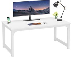 TRIBESIGNS - Computertafel - Bureau - Met Dikker Frame - Industrieel - Vintage - Wit - 180 x 80 x 75 cm