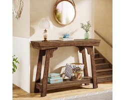 Tribesigns Console Tafel - Bijzettafel met Opslag - Sidetable Industrieel - Houten - 105 x30 x 85 cm - Bruin