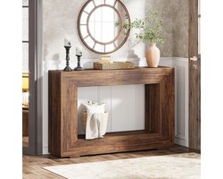 Tribesigns Console Tafel - Bijzettafel - Sidetable Industrieel met opslag - Houten - Rustiek Bruin - 120 x 30 x 86 cm