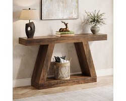 TRIBESIGNS - Console Tafel - Dressoirtafel - Industrieel - Bijzettafel - Hout/Metaal - Zwart/Bruin - 30 x 140 x 80 cm