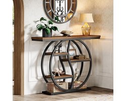 Tribesigns Consoletafe - Industriële 4 tier Consoletafe - Bruin - 120 x 30 x 90 cm - Console Tafel voor Hal, Woonkamer, Entree, Foyer