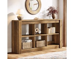 Tribesigns Consoletafe met 3 Lagen - Houten Consoletafel met 6 Opbergkubussen - Bruin - 140 x 35 x 85 cm - Console Tafel voor Hal, Woonkamer, Entree, Foyer