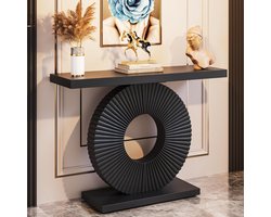 Tribesigns Consoletafe met Geometrisch Onderstel - Sidetable - Zwart - 100 x 30 x 80cm - Console Tafel voor Hal, Woonkamer, Entree - Moderne