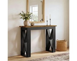 Tribesigns Consoletafe - smalle Sidetable met opbergruimte - Zwart - 105 x 30 x 85 cm - Console Tafel met metalen poten voor Hal, Woonkamer, Entree
