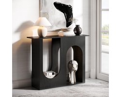 Tribesigns Consoletafel - 100x30x90 cm - Smalle Consoletafel voor Achter de Bank met Gebogen Design - Zwarte - Moderne Consoletafel - Console Tafel voor Hal, Woonkamer, Entree