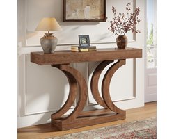 Tribesigns Consoletafel - 110x35x85 cm - Smalle Consoletafel voor Achter de Bank met Gebogen Design - bruin - Farmhouse Consoletafel - Console Tafel voor Hal, Woonkamer, Entree