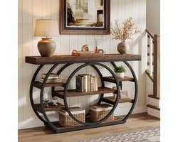 Tribesigns Consoletafel - 120x30x80 cm - Consoletafel Achter de Bank - Rustiek Bruin - Opbergplank met 4 Niveaus - Console Tafel voor Hal, Woonkamer, Entree