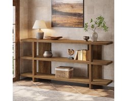 Tribesigns Consoletafel - 160x35x83 cm - Consoletafel met Opbergruimte - Rustiek Bruin - 3-laags plank - Console Tafel voor Hal, Woonkamer, Entree
