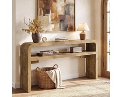 Tribesigns Consoletafel - 2-laags Sidetable met plank - Hout - Bruin - 160 x 30 x 85 cm - Console Tafel voor Hal, Woonkamer, Entree