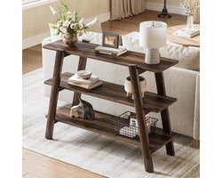 Tribesigns Consoletafel - 3-Laags Sidetable - Hout - Bruin - Industrieel - 105 x 37 x 80 cm - Console Tafel voor Hal, Woonkamer, Entree