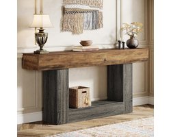 Tribesigns - Consoletafel - Dressoirtafel - Industrieel - Bijzettafel - Hout - Zwart/Bruin - 160 x 30 x 82 cm