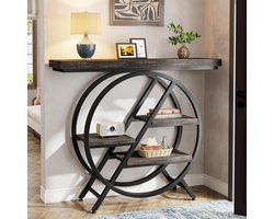 Tribesigns - Consoletafel - Dressoirtafel - Industrieel - Bijzettafel - Hout/Metaal - Grijs - 100 x 30 x 81 cm