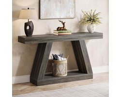 Tribesigns Consoletafel - Dressoirtafel - Industrieel - Bijzettafel - Hout/Metaal - Grijs - 30 x 140 x 80 cm