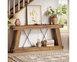 Tribesigns - Consoletafel - Dressoirtafel - Industrieel - Bijzettafel - MDF - Bruin - 180 x 30 x 85 cm - Console Tafel voor Hal, Woonkamer, Entree