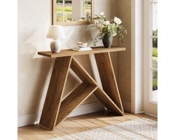 Tribesigns Consoletafel - Kleine Console Tafel - Bruin - 105 x 30 x 82 cm - Smalle Landelijke Salontafel met Opbergruimte voor Hal, Woonkamer, Entree