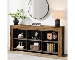 Tribesigns Consoletafel met 6 Opbergkubussen - Sidetable - Console - Haltafel - Hout - Bruin - Industrieel - 160 x 30 x 80 cm