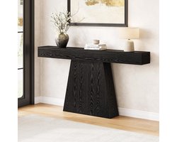 Tribesigns Consoletafel - moderne zwarte Sidetable - Hout - 160 x 30 x 80.5 cm - Smalle Consoletafel met 2 met trapeziumvormige voet voor Hal, Woonkamer, Entree