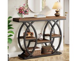 Tribesigns Consoletafel - Sidetable - 100 x 30 x 80 cm - Console - Haltafel - Hout - Bruin - Industrieel - Console Tafel voor Hal, Woonkamer, Entree