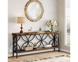 Tribesigns Consoletafel - Sidetable - 160 x 29.5 x 80 cm - Console - Haltafel - Hout - Bruin - Industrieel - Console Tafel voor Hal, Woonkamer, Entree