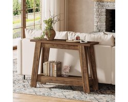 Tribesigns Consoletafel - Sidetable - 2-laags - Hout - Bruin - Industrieel - 105 x 30 x 79.5 cm - Console Tafel voor Hal, Woonkamer, Entree