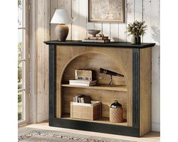 Tribesigns Consoletafel - Sidetable 3 Laags Opbergruimte - Bruin en Zwart - 110 x 30 x 90 cm - Console Tafel met Opbergruimte voor Hal, Woonkamer, Entree