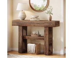 Tribesigns Consoletafel - Sidetable - Console - Haltafel - MDF - Bruin - Industrieel - 105 x 30 x 80 cm - Console Tafel voor Hal, Woonkamer, Entree