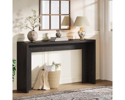 Tribesigns Consoletafel - Sidetable - Console - Haltafel - MDF - Zwart - Industrieel - 140 x 29.5 x 80 cm - Console Tafel voor Hal, Woonkamer, Entree