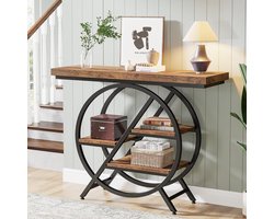 Tribesigns Consoletafel - Sidetable - Console - Haltafel - Metaal/Hout - Bruin - Industrieel - 100 x 80 x 30 cm - Console Tafel voor Hal, Woonkamer, Entree