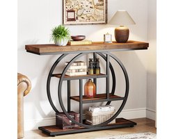 Tribesigns Consoletafel - Sidetable - Console - Haltafel - Metaal/Hout - Bruin - Industrieel - 105 x 80 x 30 cm - Console Tafel voor Hal, Woonkamer, Entree