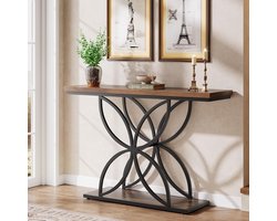 Tribesigns Consoletafel - Sidetable - Console - Haltafel - Metaal/Hout - Bruin - Industrieel - 120 x 30 x 83 cm - Console Tafel voor Hal, Woonkamer, Entree