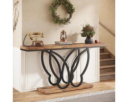 Tribesigns Consoletafel - Sidetable - Console - Haltafel - Metaal/Hout - Bruin - Industrieel - 140 x 80 x 30 cm - Console Tafel voor Hal, Woonkamer, Entree