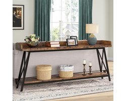 Tribesigns Consoletafel - Sidetable - Console - Haltafel - Metaal/Hout - Bruin - Industrieel - 180 x 80 x 30 cm - Console Tafel