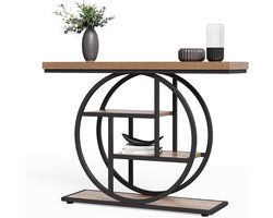 Tribesigns Consoletafel - Sidetable - Console - Haltafel - Metaal/Hout - Industrieel - 105 x 80 x 30 cm - Console Tafel - Lichtbruin