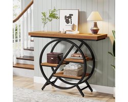 Tribesigns Consoletafel - Sidetable - Console - Haltafel - Metaal/Hout - Lichtbruin - Industrieel - 100 x 30 x 81 cm - Console Tafel voor Hal, Woonkamer, Entree