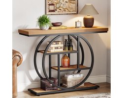 Tribesigns Consoletafel - Sidetable - Console - Haltafel - Metaal/Hout - Lichtbruin - Industrieel - 105 x 80 x 30 cm - Console Tafel voor Hal, Woonkamer, Entree